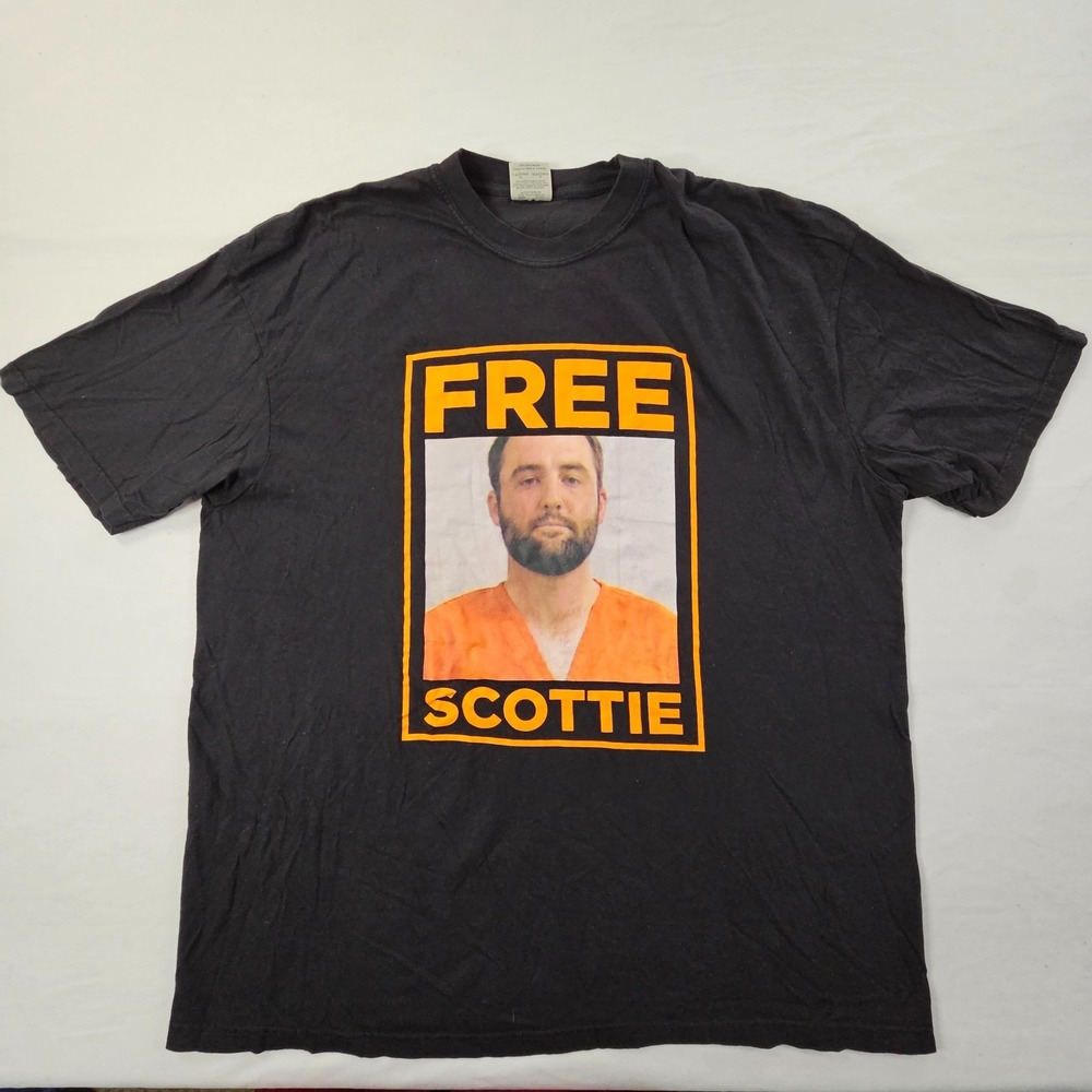 Free Scottie (Scheffler) Black Short Sleeve Cotton T-Shirt Men's 2XL